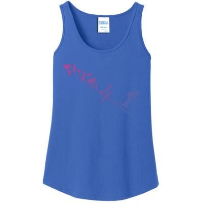 Skier Heartbeat Mountains Skiing Pulse Cute Gift Ladies Essential Tank