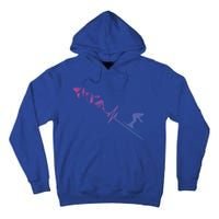 Skier Heartbeat Mountains Skiing Pulse Cute Gift Tall Hoodie