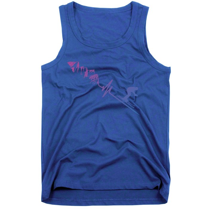 Skier Heartbeat Mountains Skiing Pulse Cute Gift Tank Top