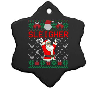 Sleigher Heavy Metal Music Hail Santa Ugly Christmas Sweater Funny Gift Ceramic Star Ornament