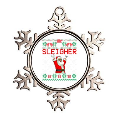 Sleigher Heavy Metal Music Hail Santa Ugly Christmas Sweater Funny Gift Metallic Star Ornament