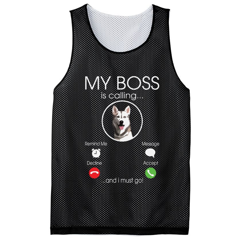 Siberian Husky My Boss Mesh Reversible Basketball Jersey Tank