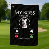 Siberian Husky My Boss Golf Towel