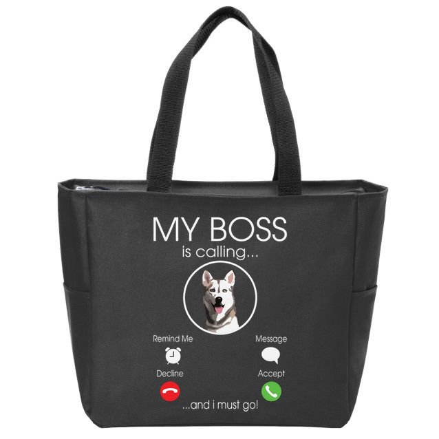Siberian Husky My Boss Zip Tote Bag