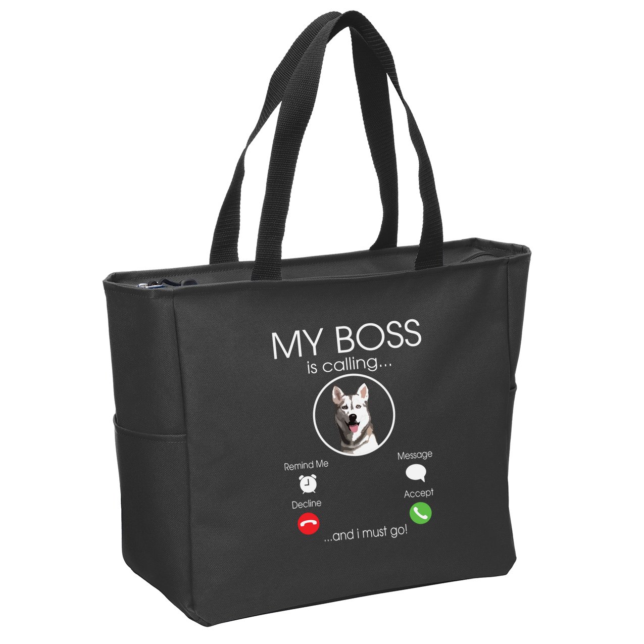 Siberian Husky My Boss Zip Tote Bag