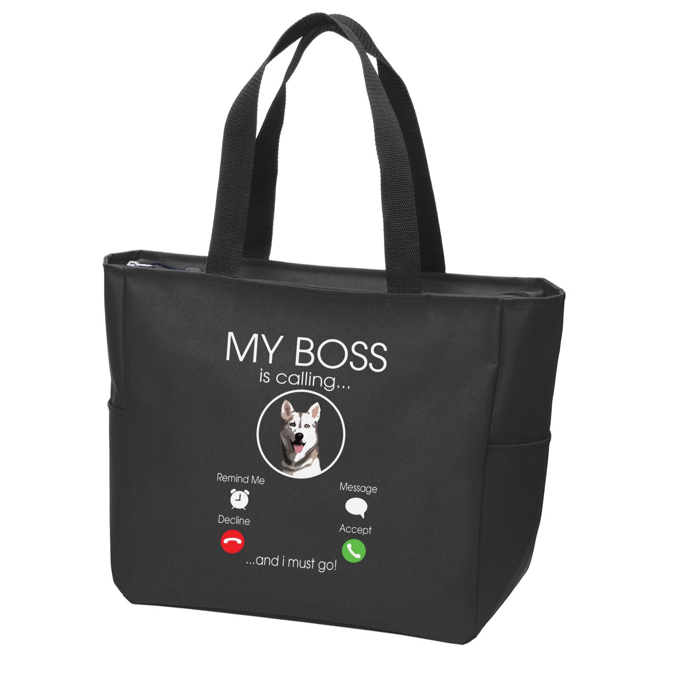 Siberian Husky My Boss Zip Tote Bag