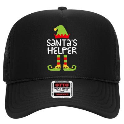 SantaS Helper Matching Christmas Elf High Crown Mesh Back Trucker Hat