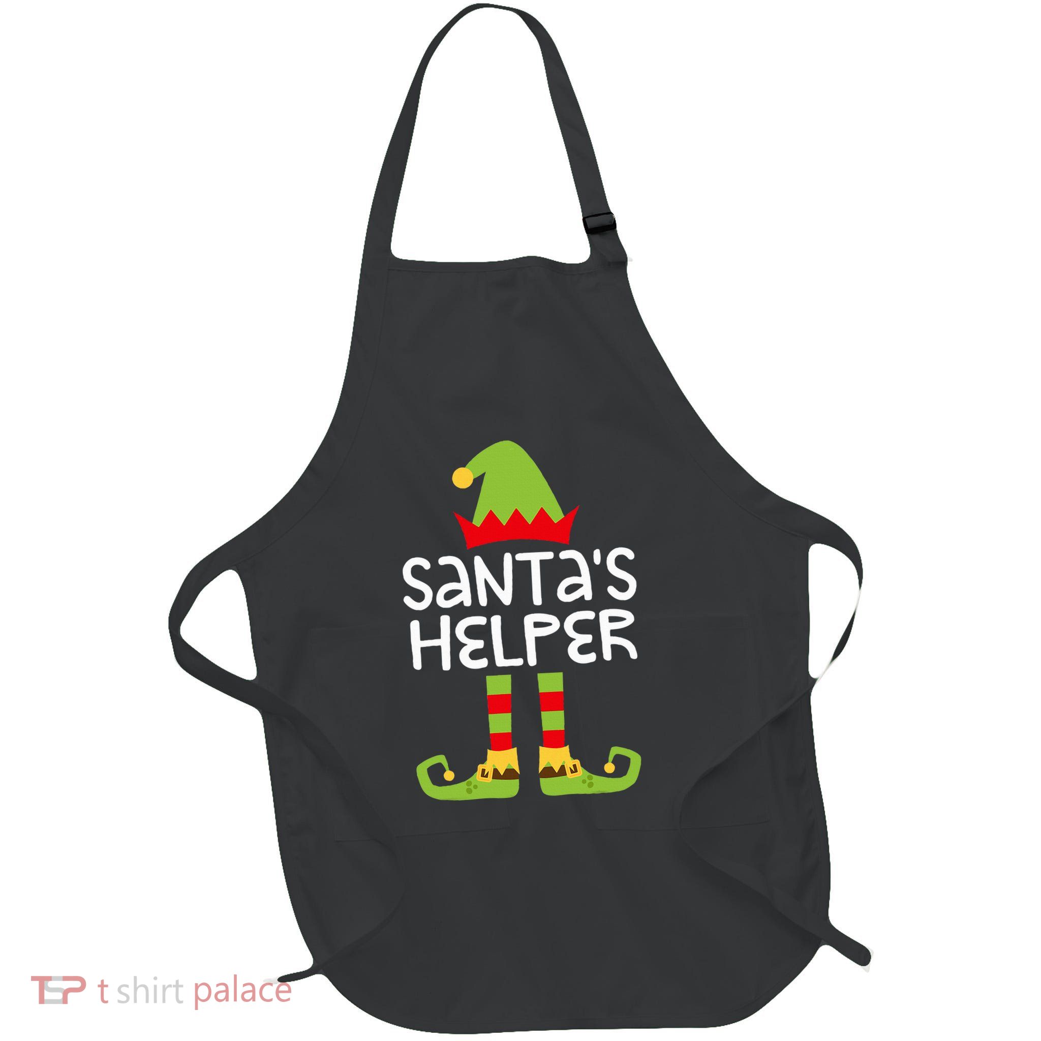 SantaS Helper Matching Christmas Elf Full-Length Apron With Pockets
