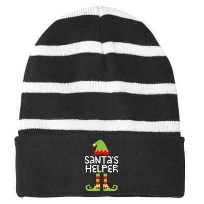 SantaS Helper Matching Christmas Elf Striped Beanie with Solid Band