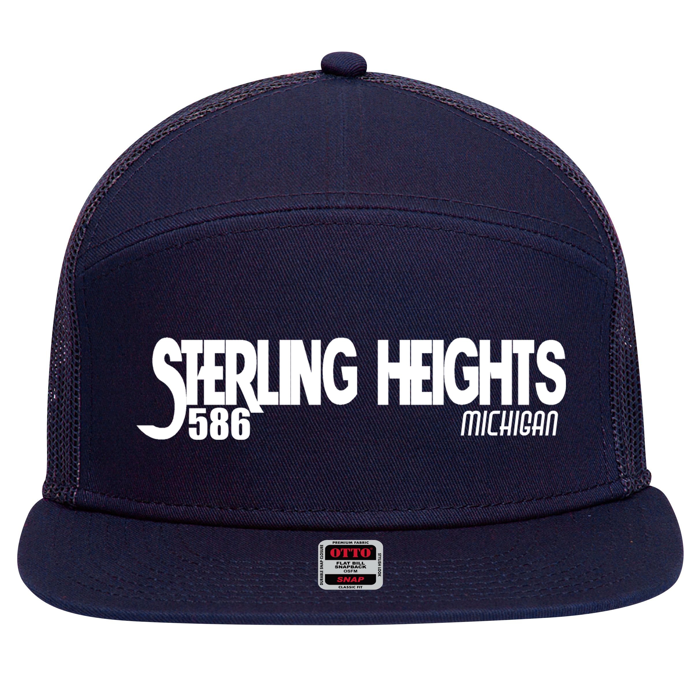 Sterling Heights Michigan 586 7 Panel Mesh Trucker Snapback Hat