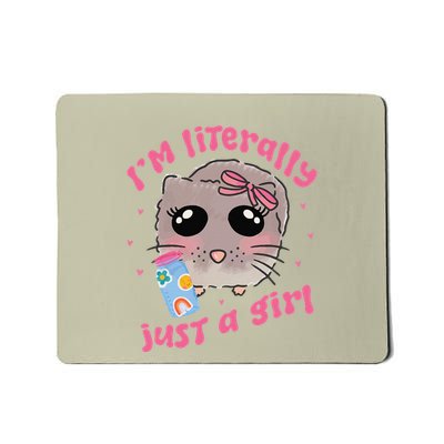 Sad Hamster Meme IM Literally Just A Girl Coquette Retro Mousepad