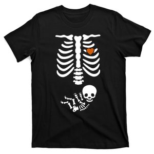 Skeleton Halloween Maternity Funny Pregnancy Announcement T-Shirt