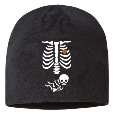 Skeleton Halloween Maternity Funny Pregnancy Announcement Sustainable Beanie