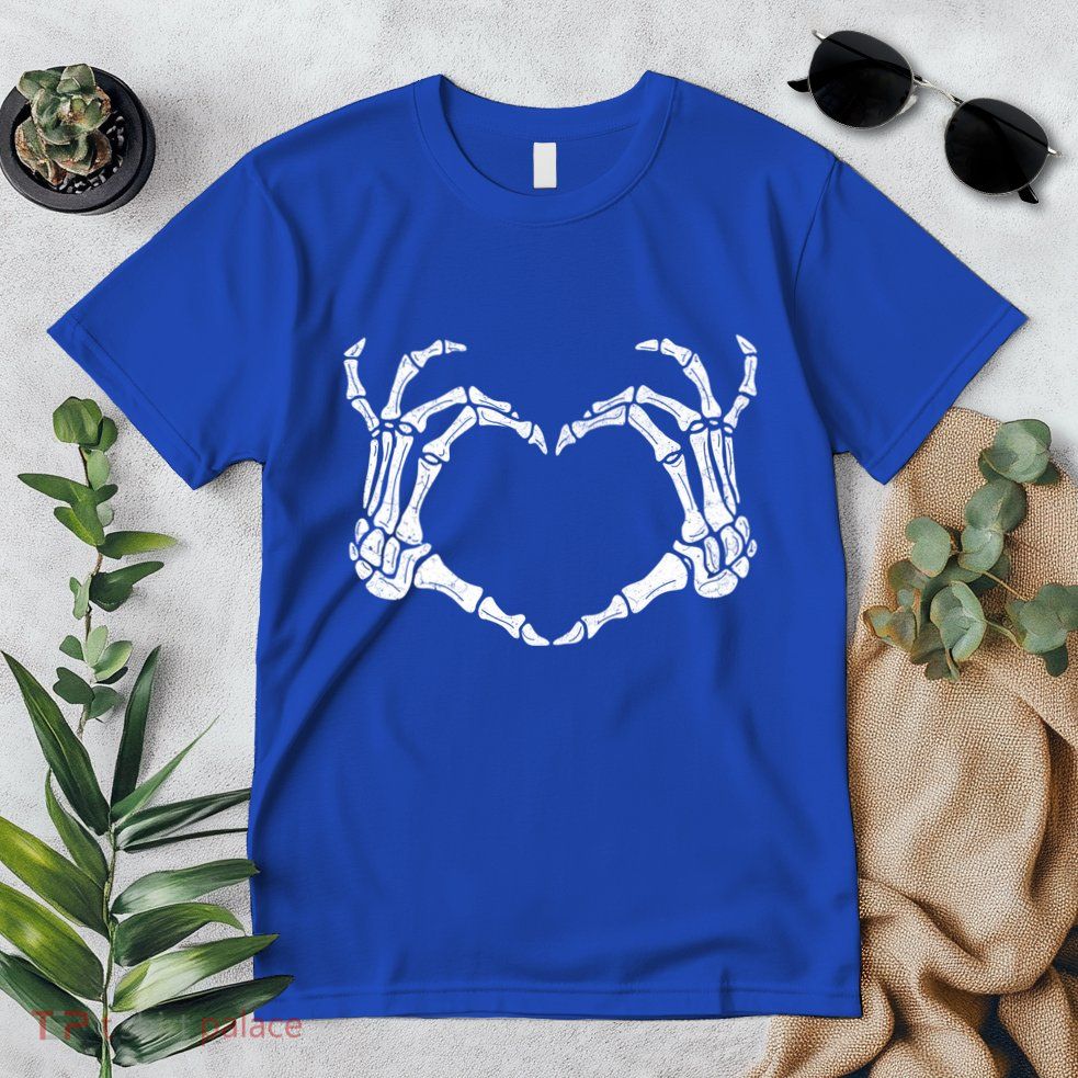 Skeleton Hands Making Heart Shape Halloween Spooky Season Cool Gift Premium T-Shirt