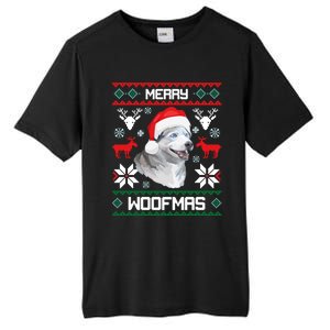 Siberian Husky Merry Woofmas Gift For Christmas Clothes Xmas Gift Tall Fusion ChromaSoft Performance T-Shirt