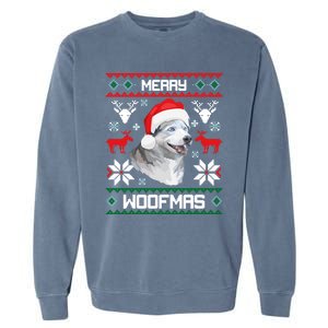 Siberian Husky Merry Woofmas Gift For Christmas Clothes Xmas Gift Garment-Dyed Sweatshirt