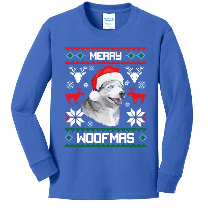 Siberian Husky Merry Woofmas Gift For Christmas Clothes Xmas Gift Kids Long Sleeve Shirt