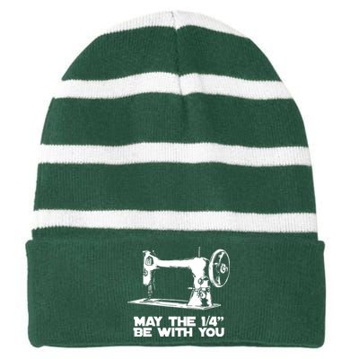 Sewing Humor May The 14 Be With You Funny Sewing Striped Beanie with Solid Band