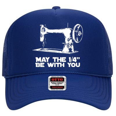 Sewing Humor May The 14 Be With You Funny Sewing High Crown Mesh Back Trucker Hat