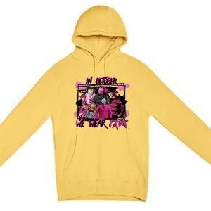 Scary Horror Movie Halloween Characters Breast Cancer Pink Premium Pullover Hoodie