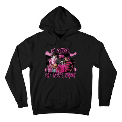 Scary Horror Movie Halloween Characters Breast Cancer Pink Hoodie