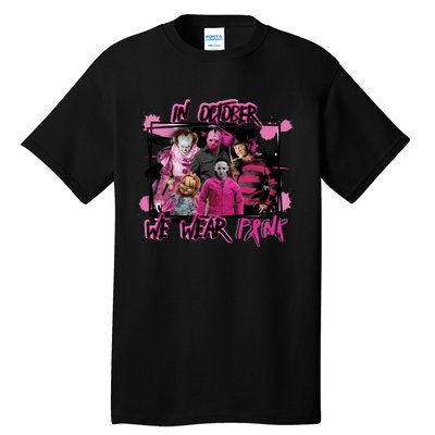 Scary Horror Movie Halloween Characters Breast Cancer Pink Tall T-Shirt