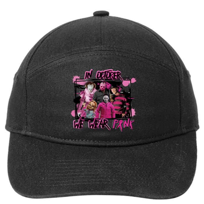 Scary Horror Movie Halloween Characters Breast Cancer Pink 7-Panel Snapback Hat