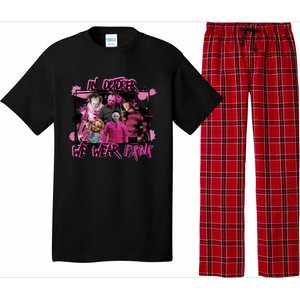 Scary Horror Movie Halloween Characters Breast Cancer Pink Pajama Set