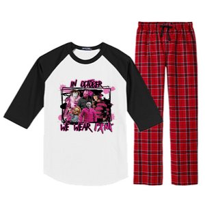 Scary Horror Movie Halloween Characters Breast Cancer Pink Raglan Sleeve Pajama Set