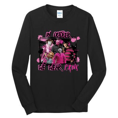 Scary Horror Movie Halloween Characters Breast Cancer Pink Tall Long Sleeve T-Shirt