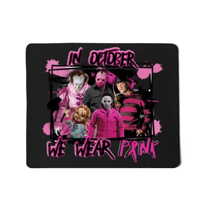 Scary Horror Movie Halloween Characters Breast Cancer Pink Mousepad