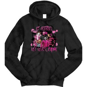 Scary Horror Movie Halloween Characters Breast Cancer Pink Tie Dye Hoodie