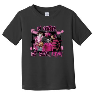 Scary Horror Movie Halloween Characters Breast Cancer Pink Toddler T-Shirt