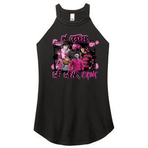 Scary Horror Movie Halloween Characters Breast Cancer Pink Women's Perfect Tri Rocker Tank