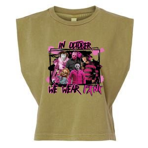 Scary Horror Movie Halloween Characters Breast Cancer Pink Garment-Dyed Women's Muscle Tee