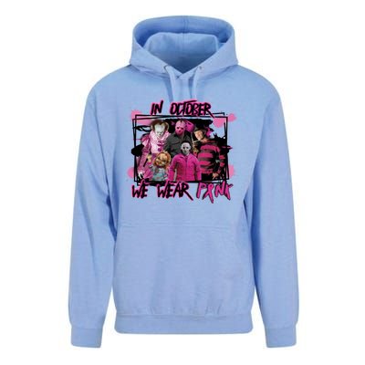 Scary Horror Movie Halloween Characters Breast Cancer Pink Unisex Surf Hoodie