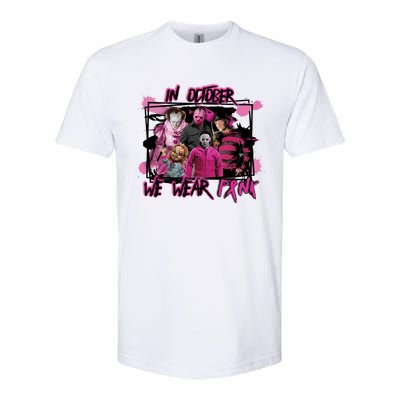 Scary Horror Movie Halloween Characters Breast Cancer Pink Softstyle® CVC T-Shirt