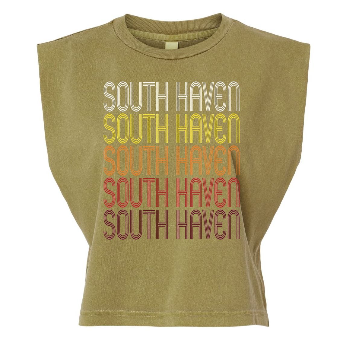 South Haven Mi Vintage Style Michigan Garment-Dyed Women's Muscle Tee