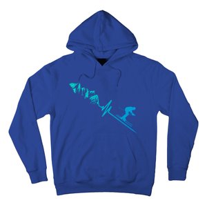 Skier Heartbeat Mountains Skiing Pulse Great Gift Hoodie