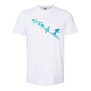 Skier Heartbeat Mountains Skiing Pulse Great Gift Softstyle® CVC T-Shirt