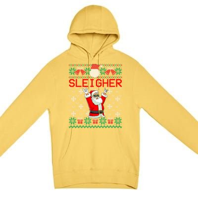 Sleigher Heavy Metal Music Hail Santa Ugly Christmas Gift Premium Pullover Hoodie