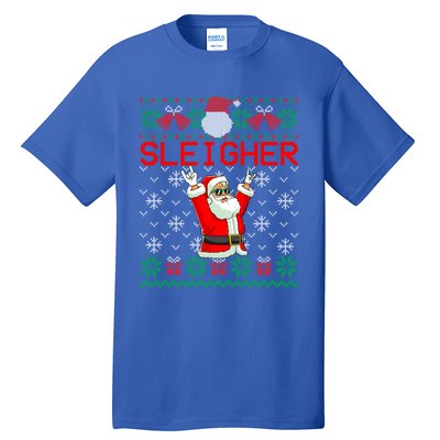 Sleigher Heavy Metal Music Hail Santa Ugly Christmas Gift Tall T-Shirt