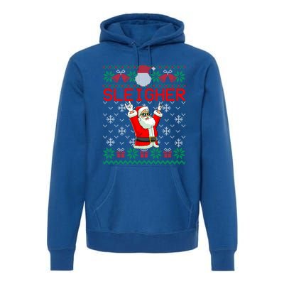 Sleigher Heavy Metal Music Hail Santa Ugly Christmas Gift Premium Hoodie