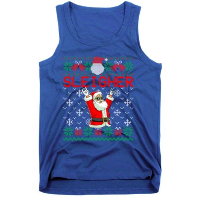 Sleigher Heavy Metal Music Hail Santa Ugly Christmas Gift Tank Top