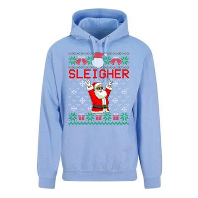 Sleigher Heavy Metal Music Hail Santa Ugly Christmas Gift Unisex Surf Hoodie