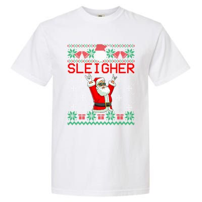 Sleigher Heavy Metal Music Hail Santa Ugly Christmas Gift Garment-Dyed Heavyweight T-Shirt