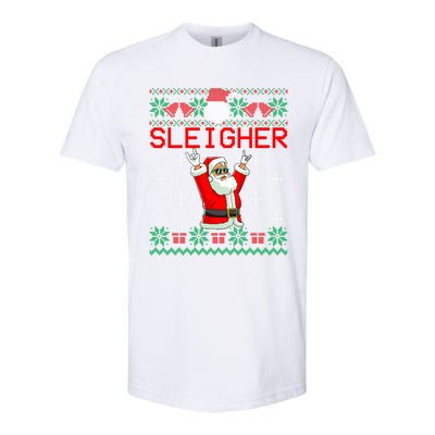 Sleigher Heavy Metal Music Hail Santa Ugly Christmas Gift Softstyle CVC T-Shirt