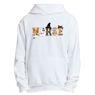 Spooky Halloween Nurse RN Cute Scrub Healthcare Cat Witch Urban Pullover Hoodie