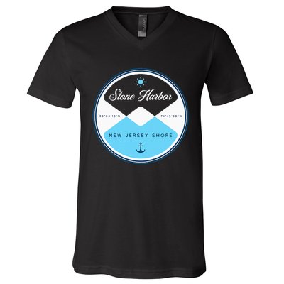 Stone Harbor New Jersey Nj Circle Graphic V-Neck T-Shirt