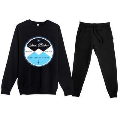 Stone Harbor New Jersey Nj Circle Graphic Premium Crewneck Sweatsuit Set